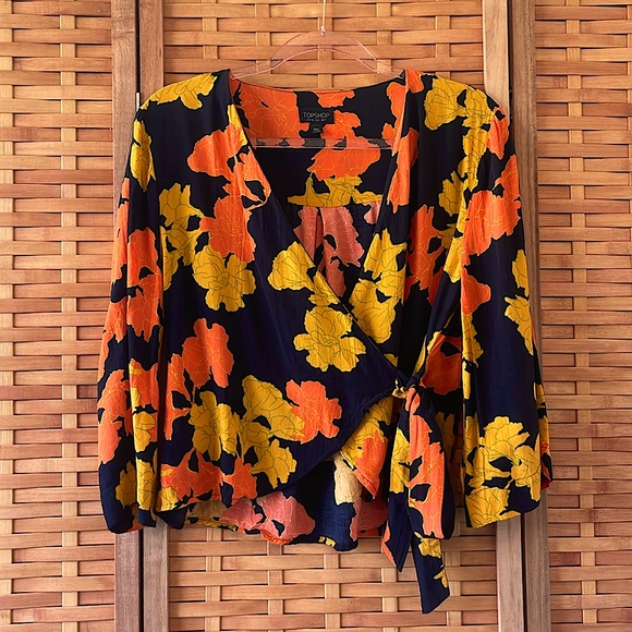 Topshop Floral Wrap Blouse - Picture 2 of 5